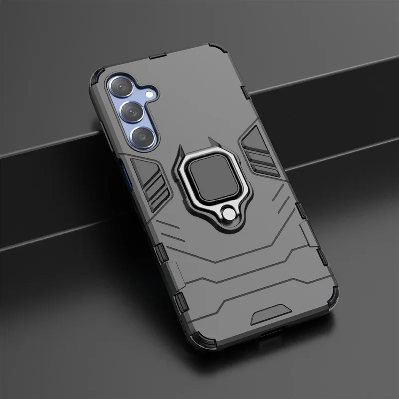 For Samsung Galaxy M35 5G Case Ring Kickstand PC+TPU Protective Phone Cover - Blue