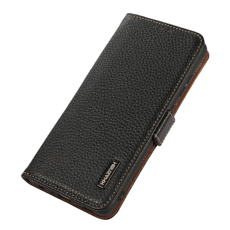 KHAZNEH Para Funda Sony Xperia 5 VI Bloqueo RFID Piel de Vaca Genuina Funda de Teléfono - Negro