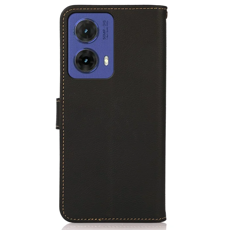 KHAZNEH For Motorola Moto G85 5G / S50 Neo 5G Case Genuine Cow Leather Wallet Phone Cover - Black