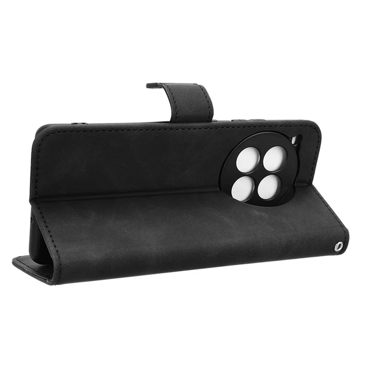 Pour OnePlus Ace 3 Pro 5G Étui Sensation de peau-Cuir Anti-Chute Portefeuille Flip Cover - Noir