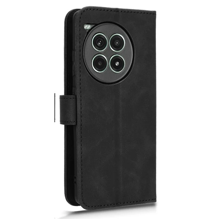 Pour OnePlus Ace 3 Pro 5G Étui Sensation de peau-Cuir Anti-Chute Portefeuille Flip Cover - Noir
