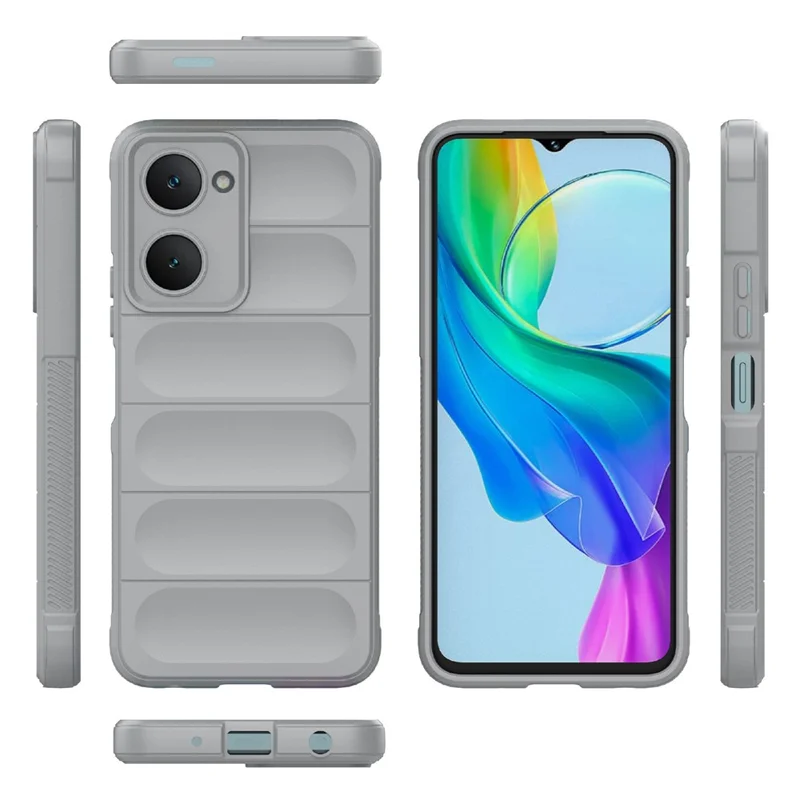 For vivo Y03 / Y18 4G / Y28s 5G Shockproof Case Soft TPU Mobile Phone Cover - Light Grey
