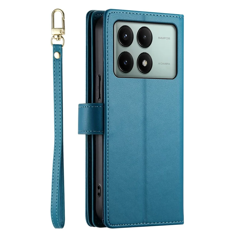DF-011 For Xiaomi Poco X6 Pro 5G / Redmi K70E 5G Leather Case Zipper Wallet Multiple Card Slots - Blue
