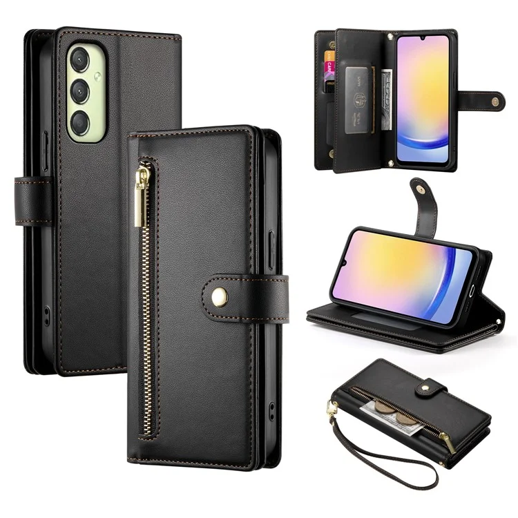 DF-011 Per Samsung Galaxy A25 5G (Globale) (161,0 X 76,5 X 8,3 mm) Custodia in pelle Crossbody Phone Bag - Nero