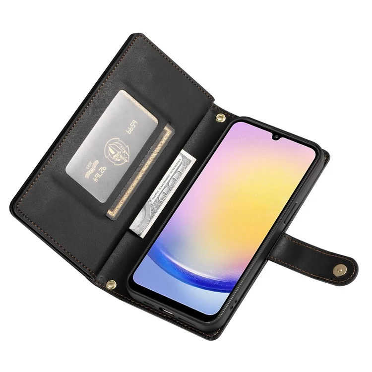 DF-011 Per Samsung Galaxy A25 5G (Globale) (161,0 X 76,5 X 8,3 mm) Custodia in pelle Crossbody Phone Bag - Nero