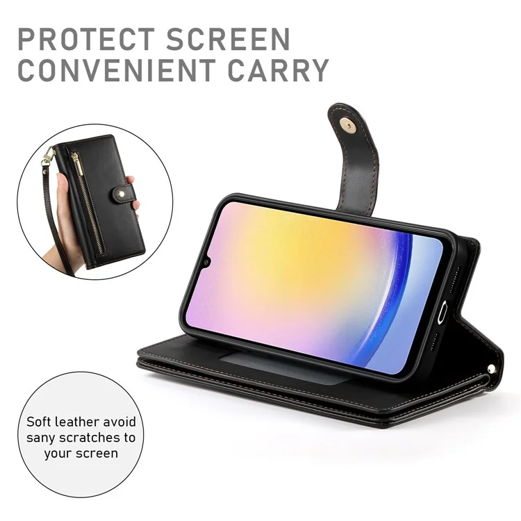 DF-011 Per Samsung Galaxy A25 5G (Globale) (161,0 X 76,5 X 8,3 mm) Custodia in pelle Crossbody Phone Bag - Nero