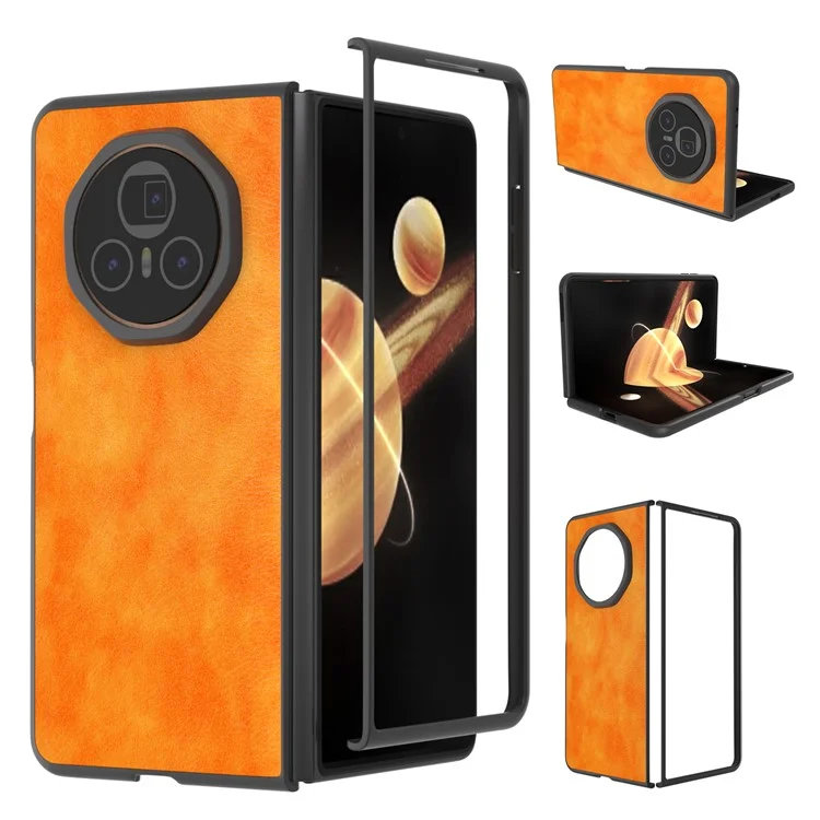 For Honor Magic V3 5G Étui Orange Texture de Litchi en Cuir PU + PC