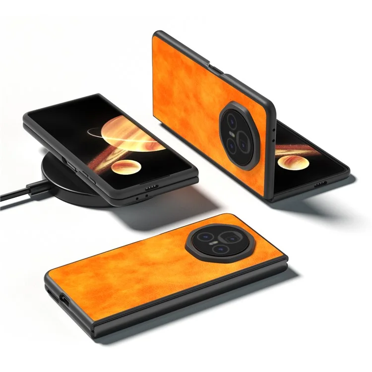 For Honor Magic V3 5G Étui Orange Texture de Litchi en Cuir PU + PC