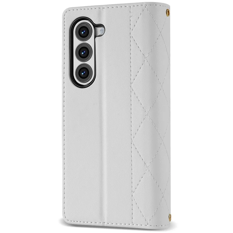 CSJ-P2 For Samsung Galaxy Z Fold6 5G Phone Case Stitching Leather Wallet Cover with Straps - White