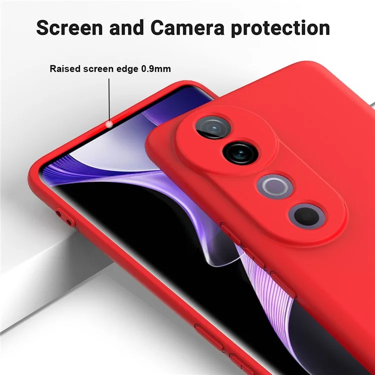 For vivo V40 5G / S19 Pro 5G Case Liquid Silicone Mobile Phone Cover with Strap - Red