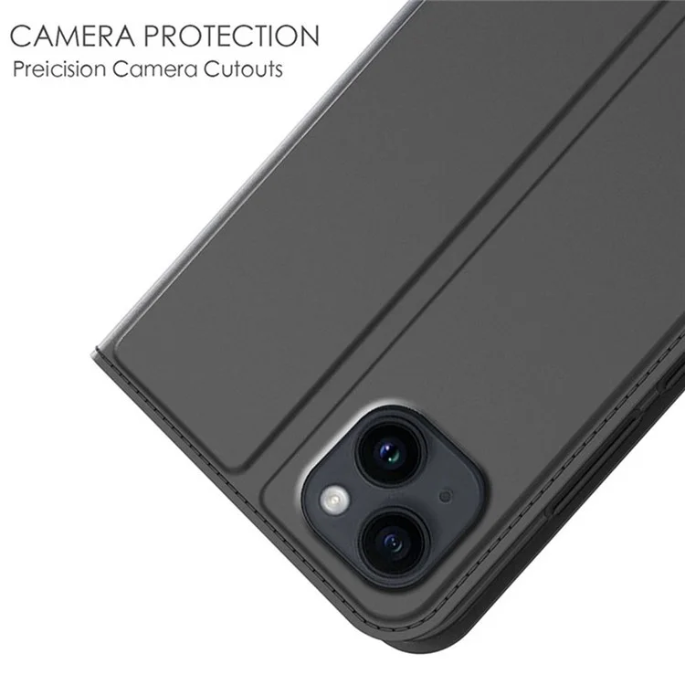Für iPhone 13 Case Leder Handyhülle mit verstecktem Magnetverschluss - Schwarz