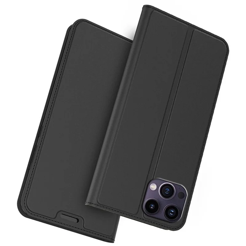 Para iPhone 14 Pro Max Case Magnetic Closure Flip Leather Phone Cover Card Holder - Black