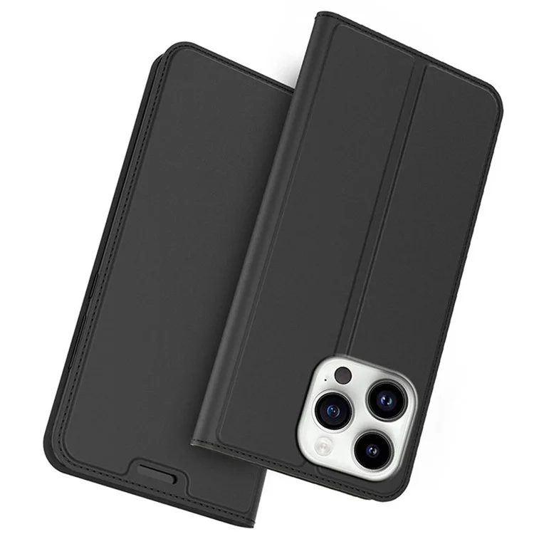 Para iPhone 14 Pro Case Cierre Magnético Protección Contra Golpes Funda de Teléfono de Cuero con Tarjetero - Negro