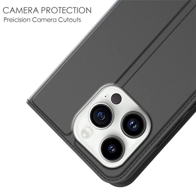 Para iPhone 14 Pro Case Cierre Magnético Protección Contra Golpes Funda de Teléfono de Cuero con Tarjetero - Negro