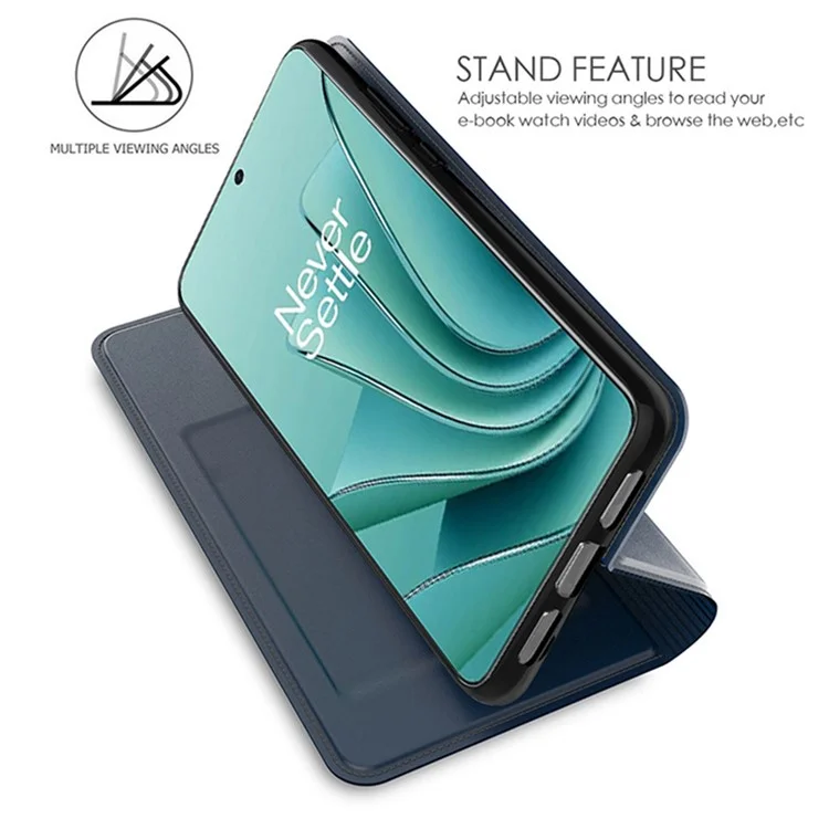 For OnePlus 12 5G Case Leather Card Slot Stand Phone Cover Magnetic Auto Closing - Blue