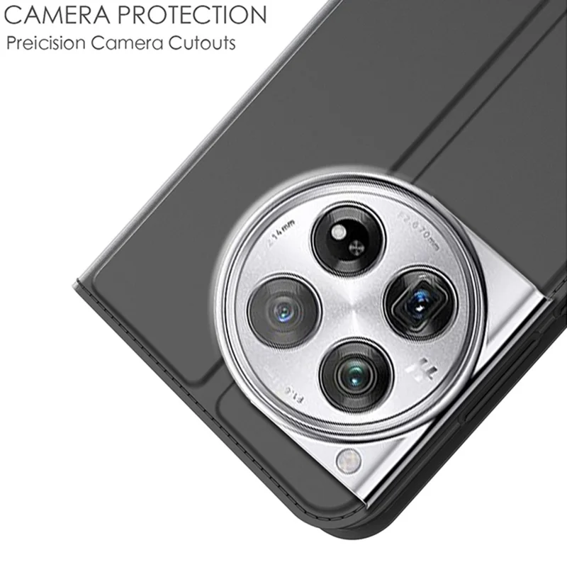 For OnePlus 12 5G Case Leather Card Slot Stand Phone Cover Magnetic Auto Closing - Black