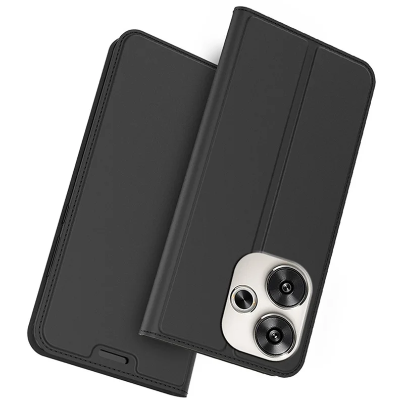 For Xiaomi Poco F6 5G / Redmi Turbo 3 5G Case PU Leather Flip Phone Cover Strong Magnetic Suction - Black