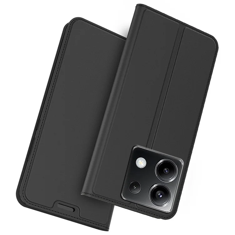 For Xiaomi Poco X6 5G / Redmi Note 13 Pro 5G Case PU Leather Phone Cover Card Slot Holder Hidden Magnetic Closure - Black