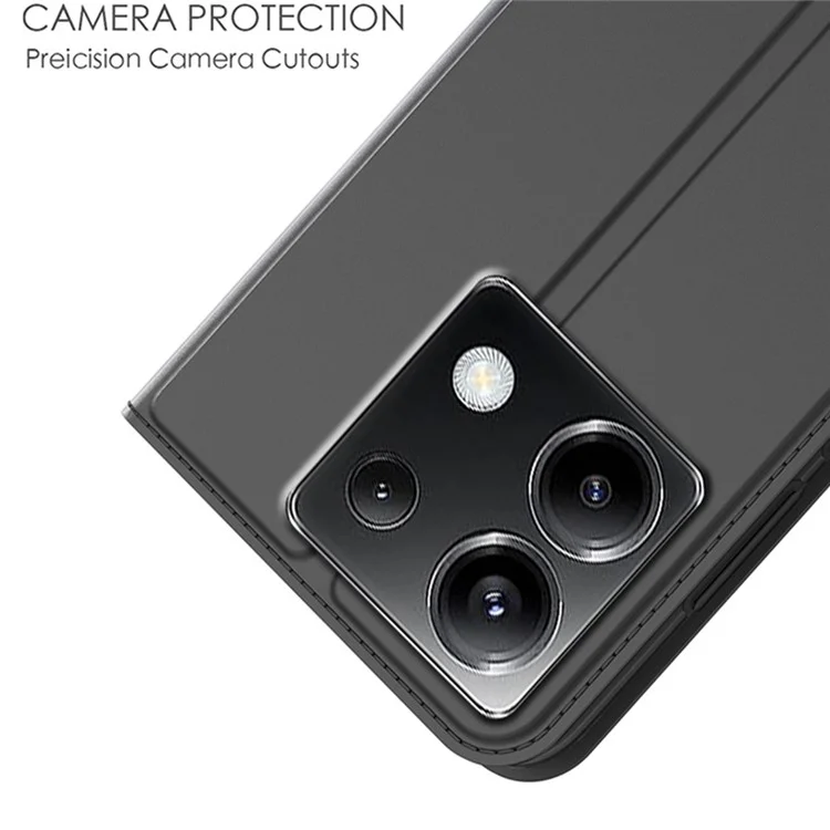 For Xiaomi Poco X6 5G / Redmi Note 13 Pro 5G Case PU Leather Phone Cover Card Slot Holder Hidden Magnetic Closure - Black