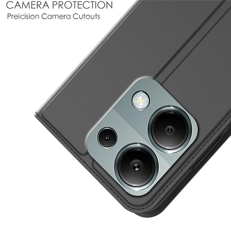 For Xiaomi Redmi Note 13 Pro 4G / Poco M6 Pro 4G Case Leather Shockproof TPU Phone Cover Card Holder Slot - Black