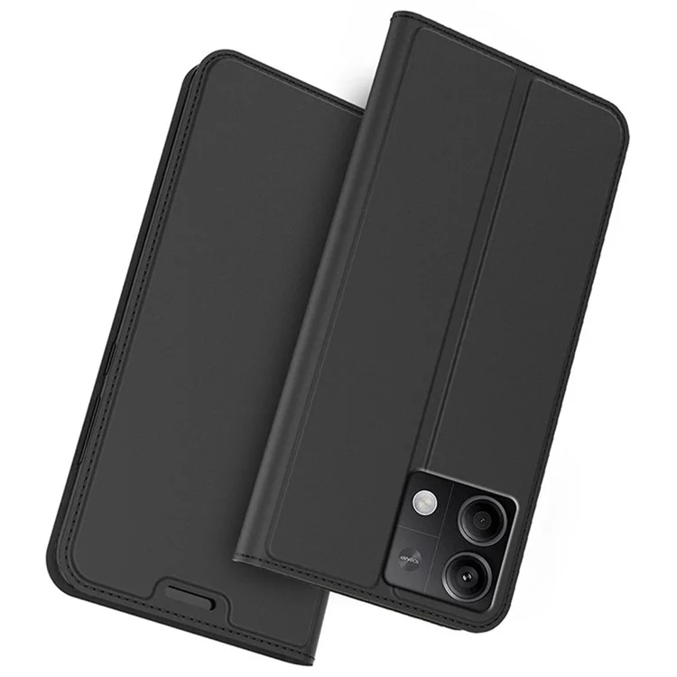 Para Xiaomi Redmi Note 13 5G Case Stand Function Magnetic Closure Leather Phone Cover Card Slot - Negro