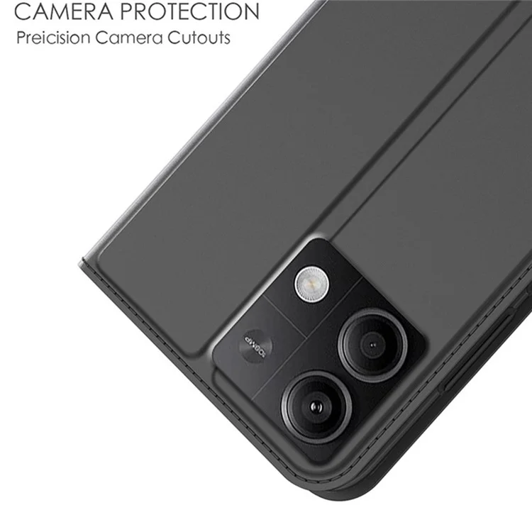 Para Xiaomi Redmi Note 13 5G Case Stand Function Magnetic Closure Leather Phone Cover Card Slot - Negro