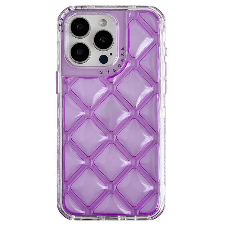Para iPhone 14 Pro Case PC+TPU 3-em-1 Capa de Telefone Móvel Textura Romboidal - Roxo