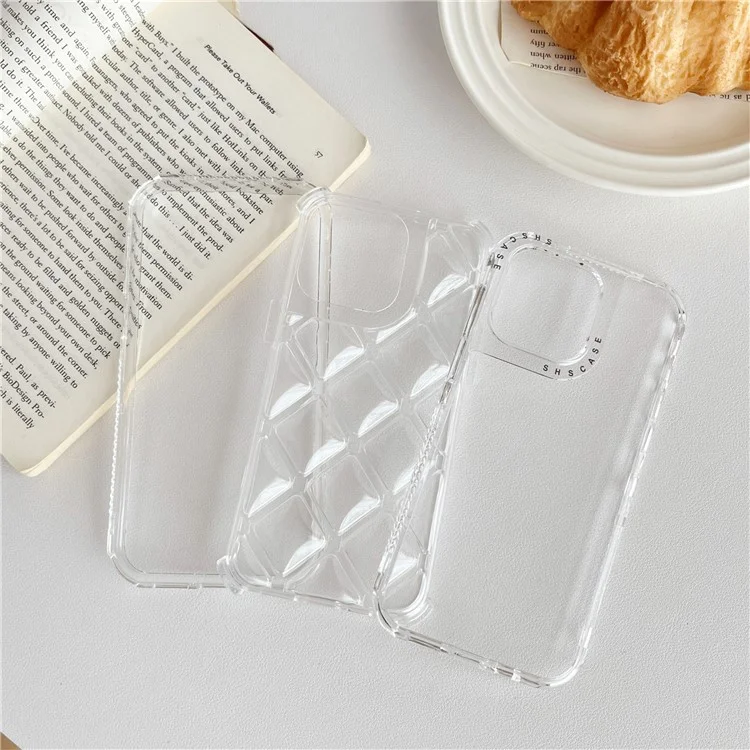Para iPhone 14 Pro Case PC+TPU 3-em-1 Capa de Telefone Móvel Textura Romboidal - Roxo