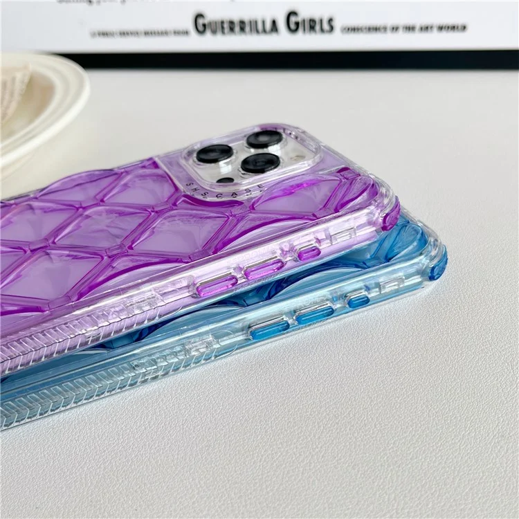 Para iPhone 14 Pro Case PC+TPU 3-em-1 Capa de Telefone Móvel Textura Romboidal - Roxo