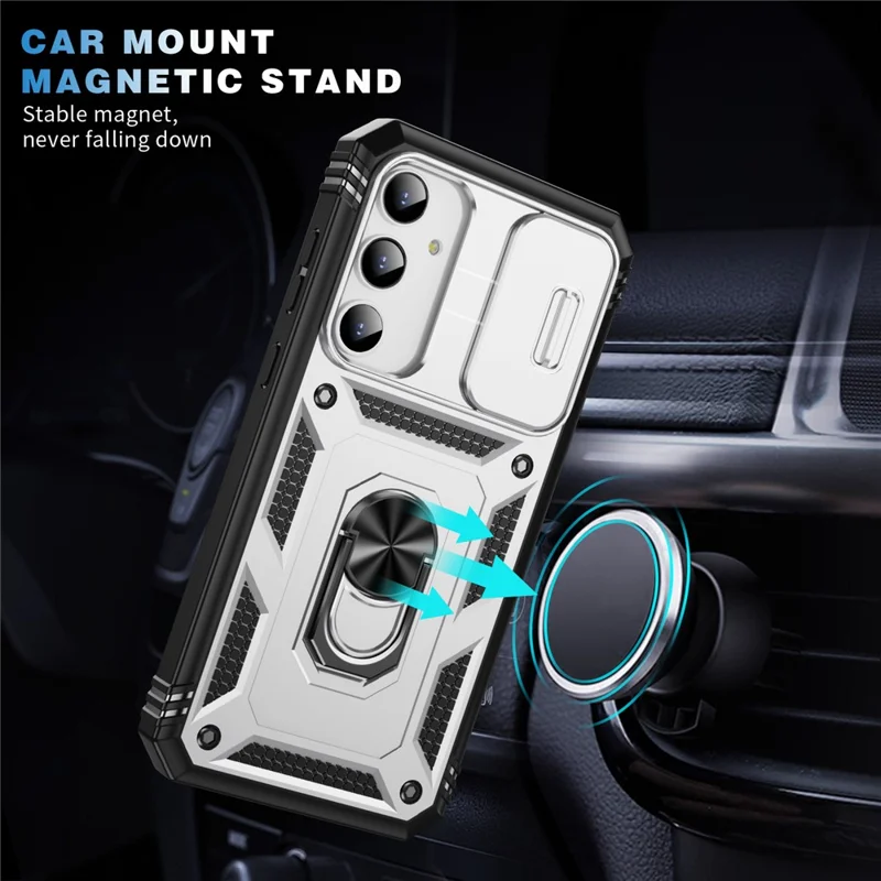 Per Samsung Galaxy A35 5G Case TPU+PC Supporto per telefono Custodia con coperchio scorrevole dell'obiettivo - Bianco