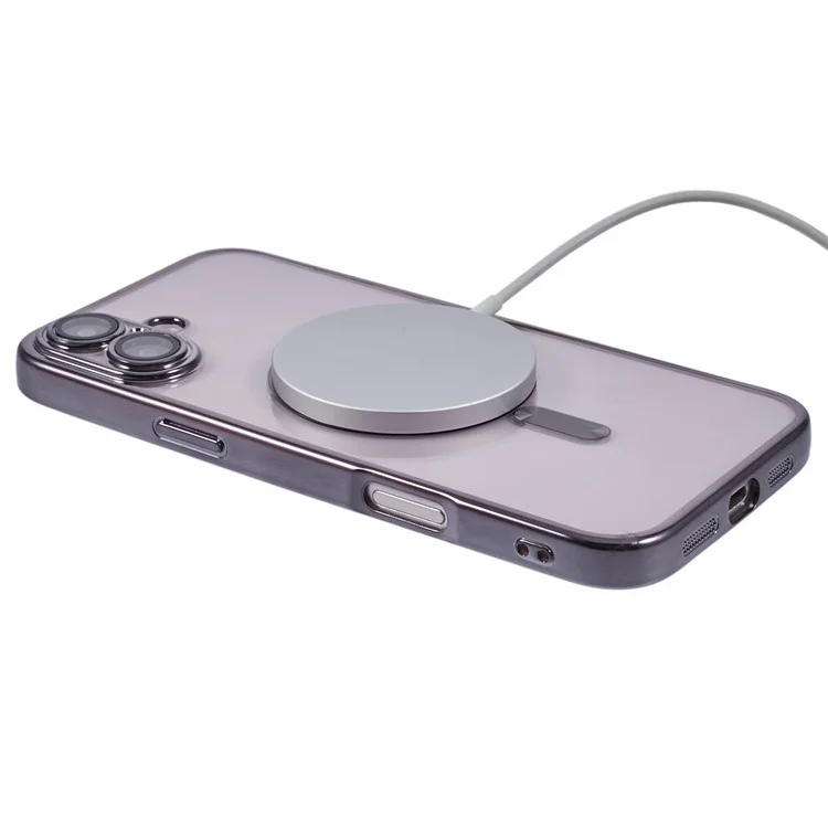 X-LEVEL For iPhone 16 Case Compatible with MagSafe TPU Clear Phone Cover with Lens Film - Grey