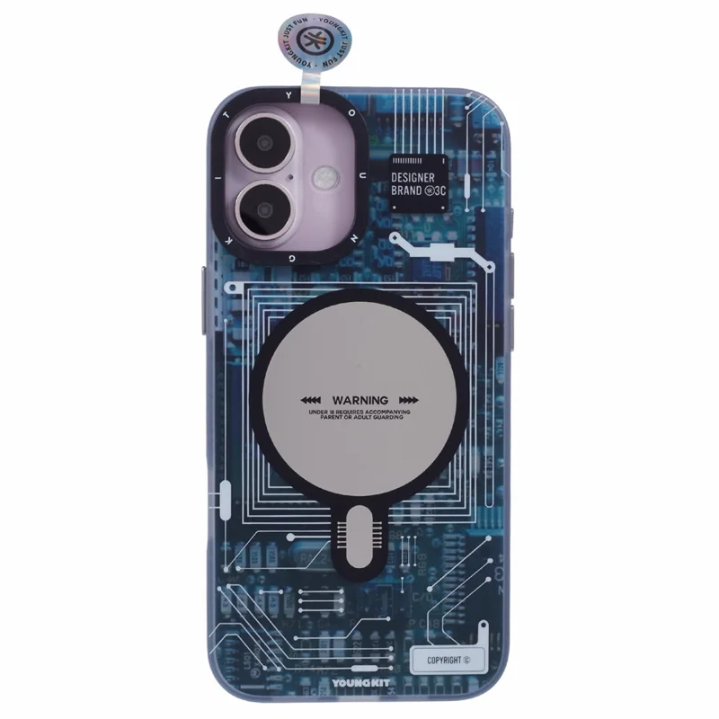 YOUNGKIT Seria Technologiczna dla iPhone 16 Plus Etui Kompatybilne z MagSafe Projekt Obwodu PC+TPU Matowe Etui - Szare