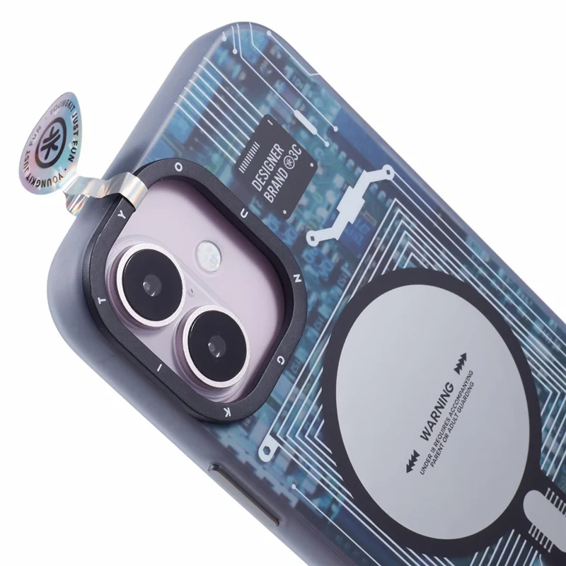 YOUNGKIT Seria Technologiczna dla iPhone 16 Plus Etui Kompatybilne z MagSafe Projekt Obwodu PC+TPU Matowe Etui - Szare