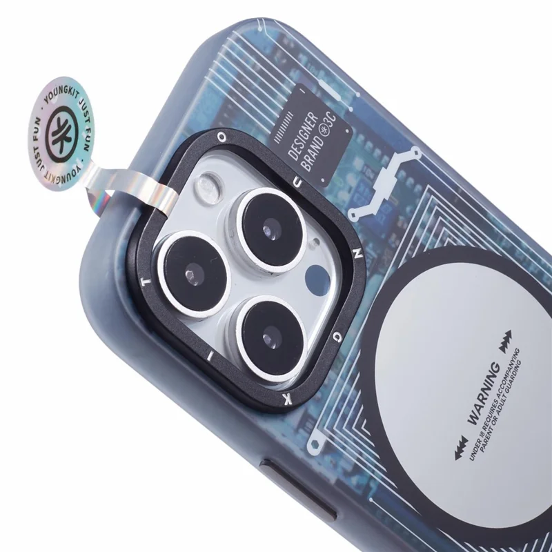YOUNGKIT Technology Series for iPhone 16 Pro Max Magnetic Case IMD Circuit Board PC+TPU Phone Cover Matte Finish - Grey