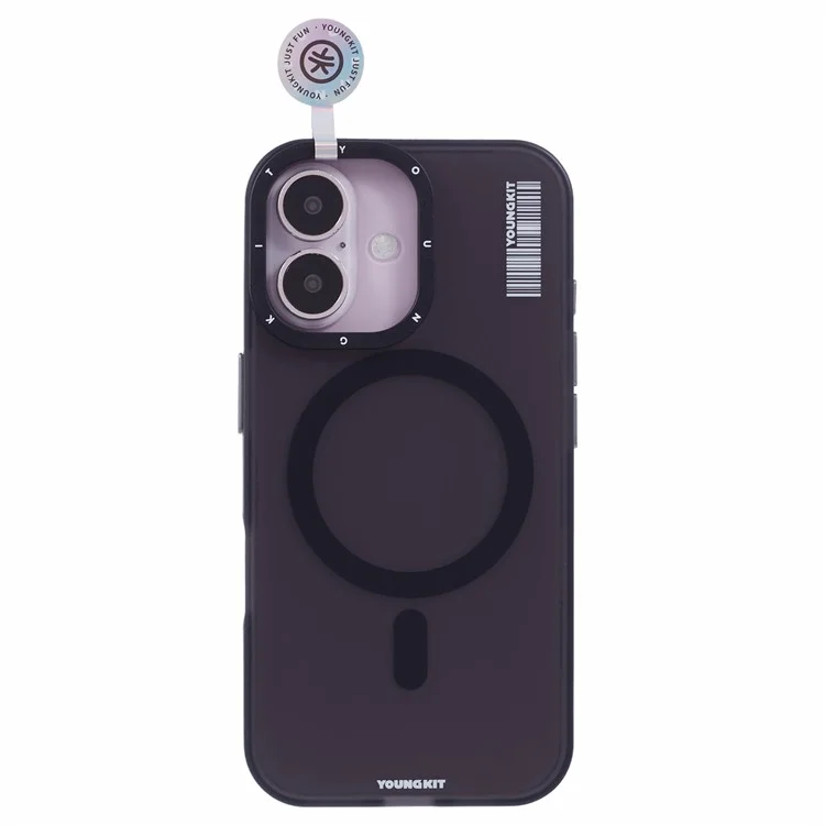 YOUNGKIT For iPhone 16 Plus Case Compatible with MagSafe Frosted PET+TPU Phone Cover Shockproof - Transparent Black