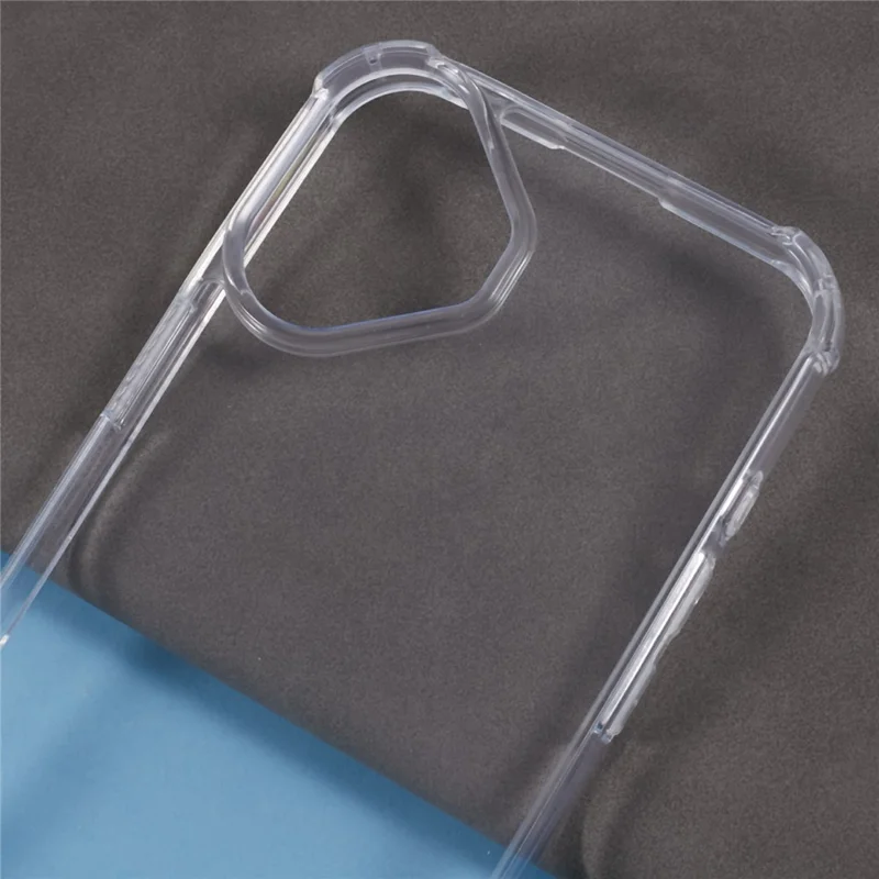 For iPhone 16 Plus Clear Case Acrylic + TPU Corners Shockproof Phone Cover with Lanyard - Black