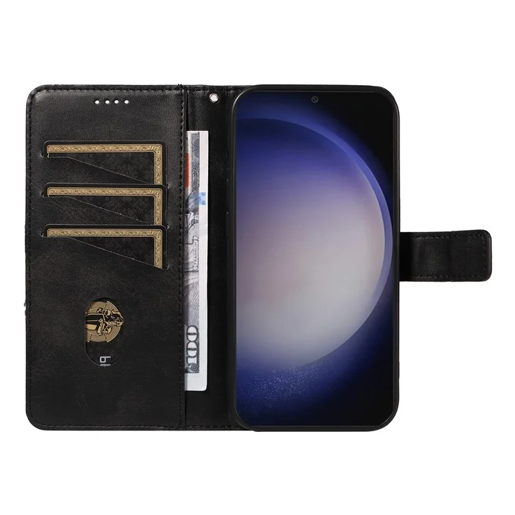 Für Samsung Galaxy S23 FE Case Schützende Geometrische Geldbörse Leder Handyhülle - Schwarz