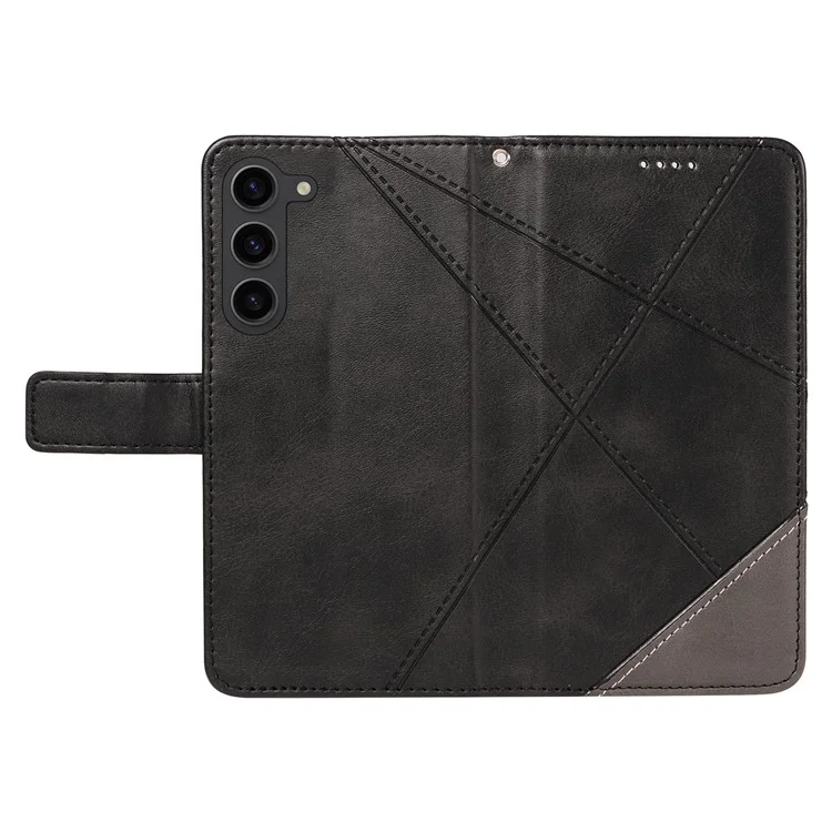 Für Samsung Galaxy S23 Case Geometrische Linie Leder Handyhülle Kartenfach Magnetverschluss - Schwarz