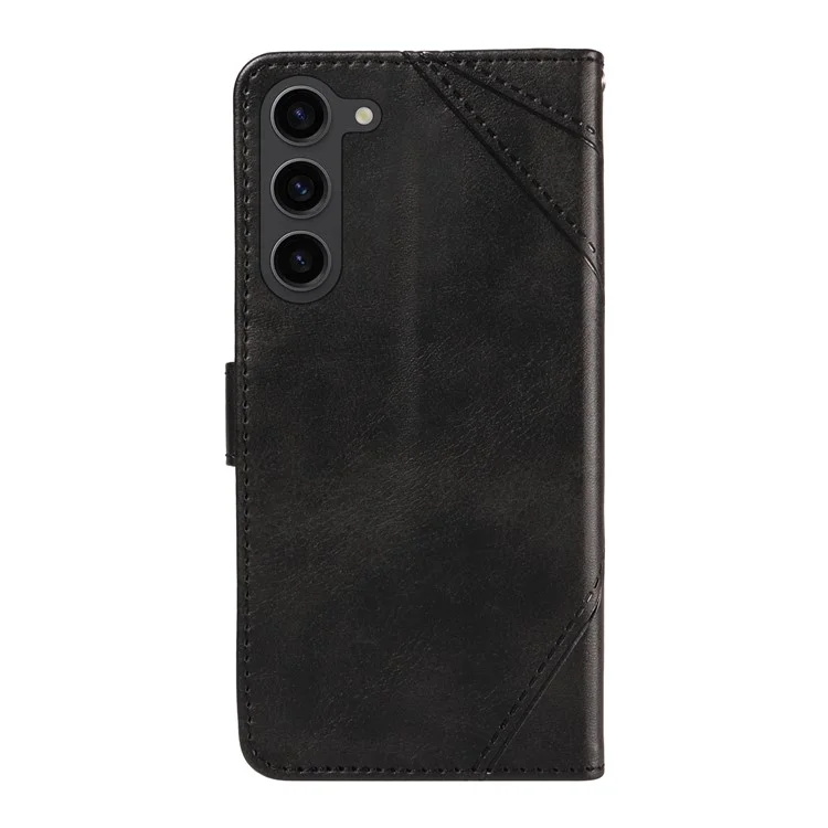 Für Samsung Galaxy S23 Case Geometrische Linie Leder Handyhülle Kartenfach Magnetverschluss - Schwarz