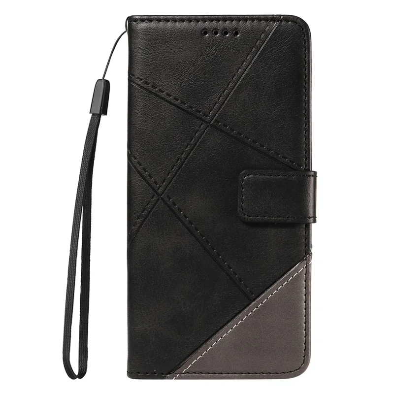 For Samsung Galaxy S23 Ultra Wallet Phone Case Geometric Line Leather Cover Protective Stand - Black