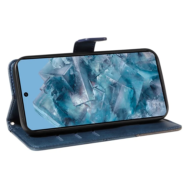 Für Google Pixel 8 Pro Case Lines Pattern PU Leder Wallet Folio Telefonabdeckung - Blau