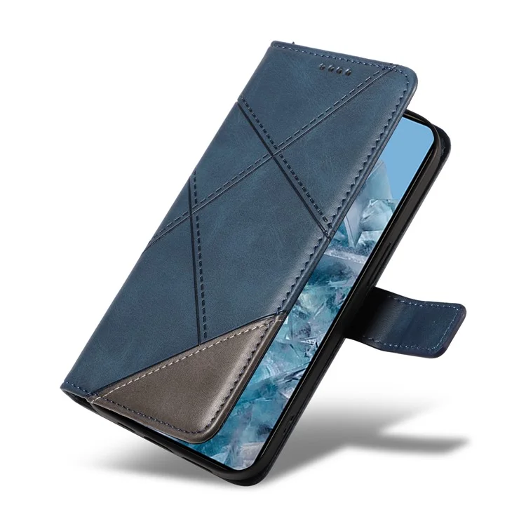 Für Google Pixel 8 Pro Case Lines Pattern PU Leder Wallet Folio Telefonabdeckung - Blau