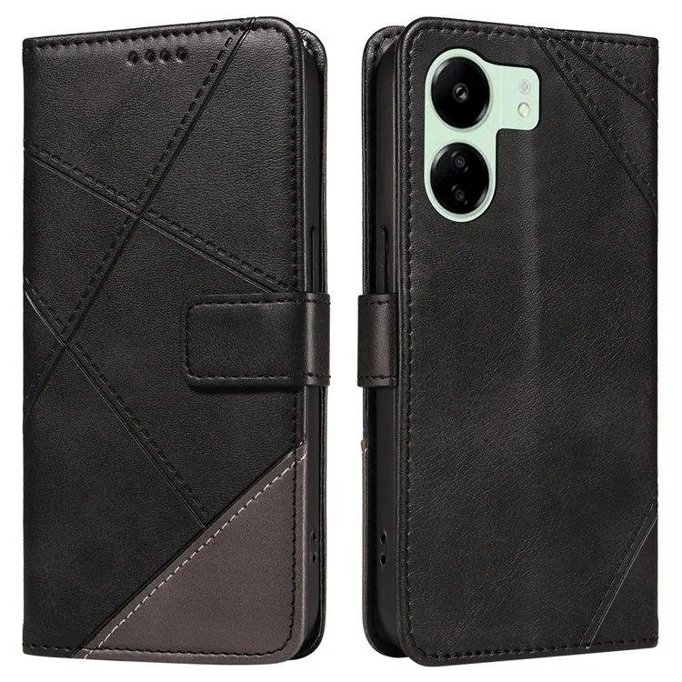 Para Xiaomi Redmi 13C 5G / 13C 4G / 13R 5G / Poco C65 4G / Poco M6 5G Capa Capa de Telefone de Couro PU com Suporte - Preto