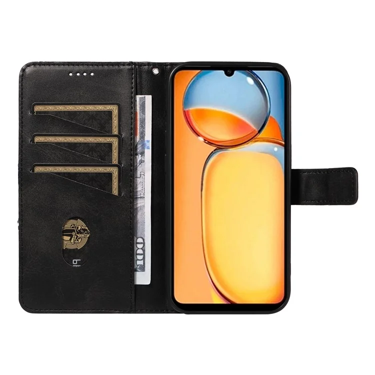 Para Xiaomi Redmi 13C 5G / 13C 4G / 13R 5G / Poco C65 4G / Poco M6 5G Capa Capa de Telefone de Couro PU com Suporte - Preto