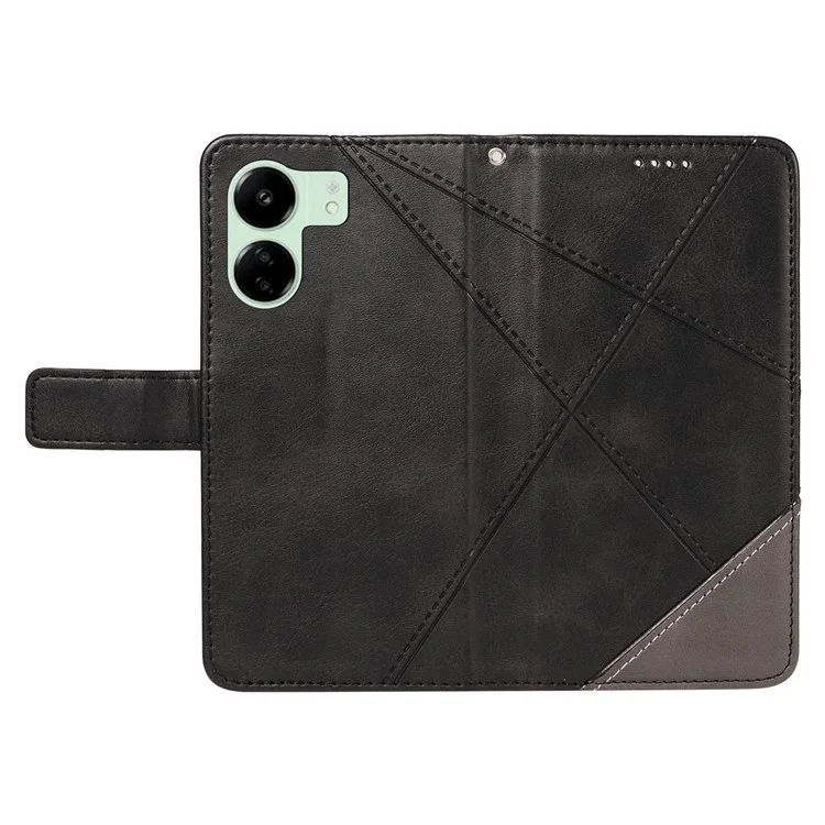 Para Xiaomi Redmi 13C 5G / 13C 4G / 13R 5G / Poco C65 4G / Poco M6 5G Capa Capa de Telefone de Couro PU com Suporte - Preto