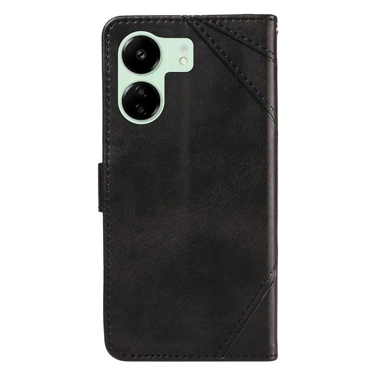 Para Xiaomi Redmi 13C 5G / 13C 4G / 13R 5G / Poco C65 4G / Poco M6 5G Capa Capa de Telefone de Couro PU com Suporte - Preto