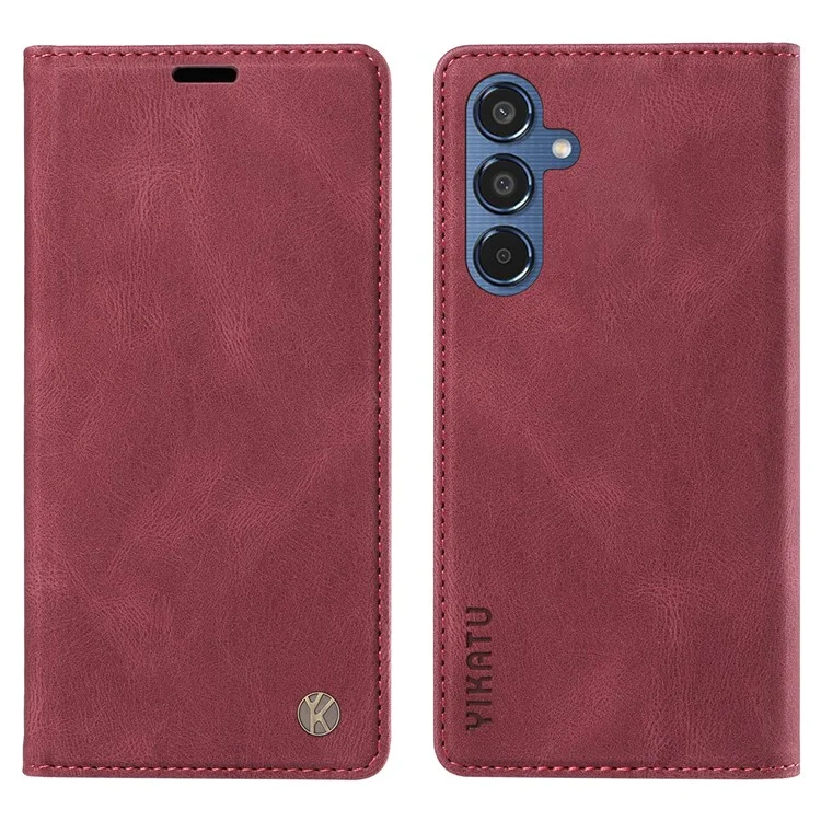 YIKATU YK-004 per Samsung Galaxy M35 5G Custodia Portafoglio Custodia in Pelle - Rosso Vino