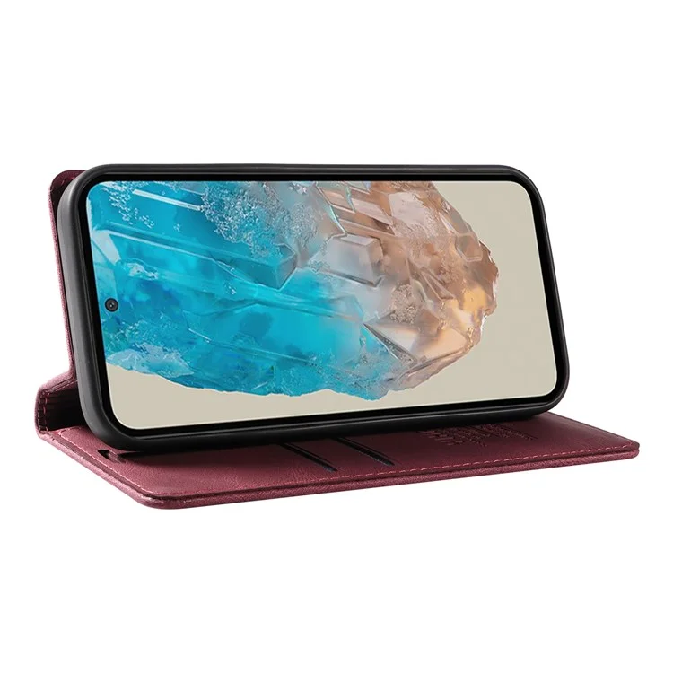 YIKATU YK-004 per Samsung Galaxy M35 5G Custodia Portafoglio Custodia in Pelle - Rosso Vino