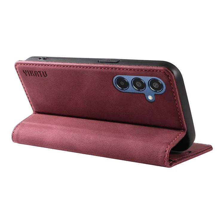 YIKATU YK-004 per Samsung Galaxy M35 5G Custodia Portafoglio Custodia in Pelle - Rosso Vino