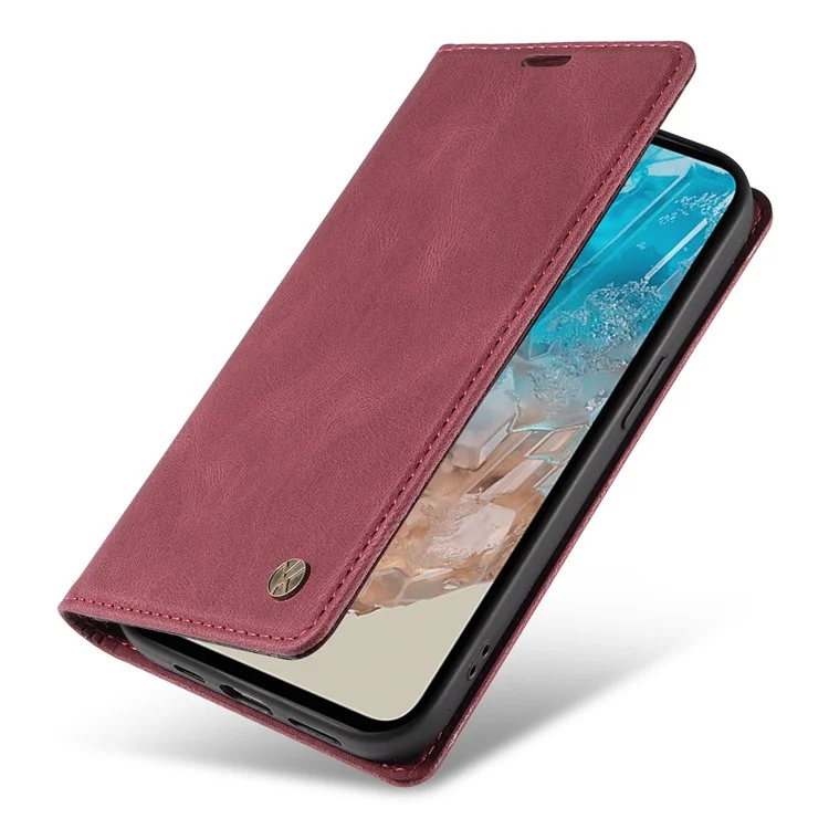 YIKATU YK-004 per Samsung Galaxy M35 5G Custodia Portafoglio Custodia in Pelle - Rosso Vino